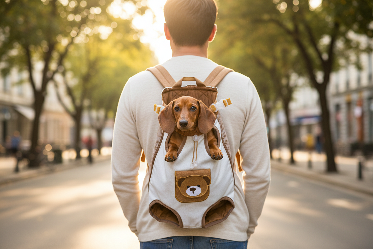 Pet Backpack with Dachshund