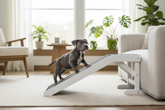 Pet Ramp with Pitbull Puppy