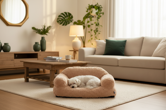 Plush Pet Sofa Bed — Lifestyle Hero